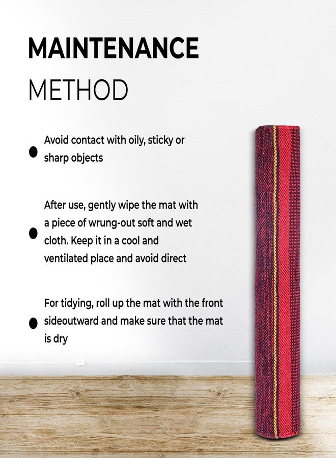 MeFree- 100 percent Cotton Yoga Mat for Men and Women, Eco-Friendly & Anti-Skid, 75 inches length x 26.5 inches width, 5mm thick (Maroon) - Image 5