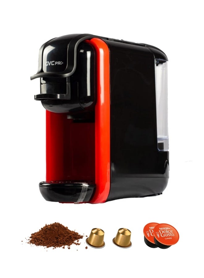 جي في سي برو ماكينة صنع القهوة 3 في 1 0.6 L 1450 W GVCM-1901 أسود/أحمر - Image 2