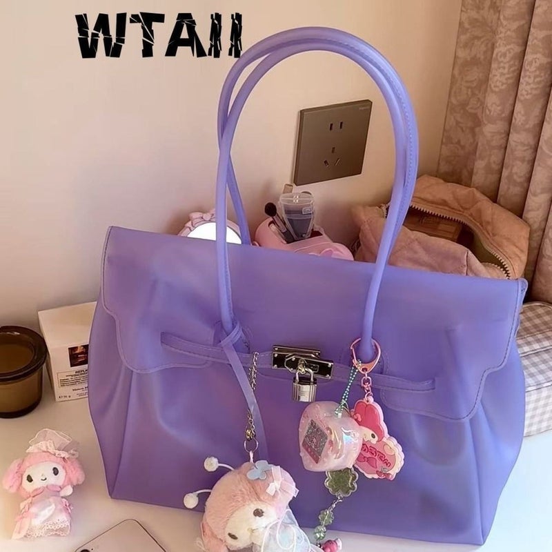 Korean-Style Jelly TPU Tote Bag, Large Capacity Shoulder Bag for Women - Image 1
