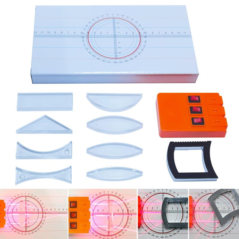 EXBEPE Physics Optics Experiment Set Prisms Convex Lens Triple Laser Refraction School Light Refraction Reflection Learning Educational Science Kits - Image 4