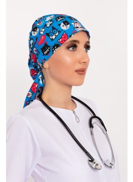 Nur Medikal Giyim Nur Medical Clothing Meow Cat Patterned Hijab Doctor Nurse Hospital Cook Surgical Cap  - Image 1