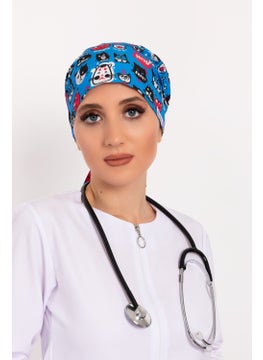 Nur Medikal Giyim Nur Medical Clothing Meow Cat Patterned Hijab Doctor Nurse Hospital Cook Surgical Cap  - Image 2