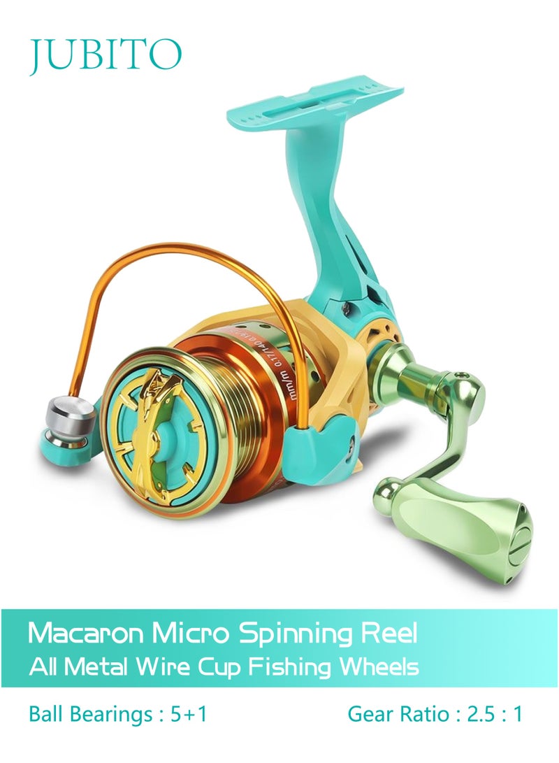 JUBITO Fishing Accessories, Reel, Full Metal Spinning Wheel for Lures with 5+1 Ball Bearings and 5.2:1 Gear Ratio (Macaron Color) - Image 3
