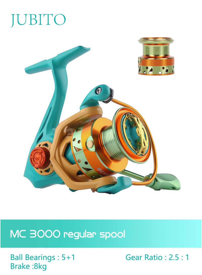 JUBITO Fishing Accessories, Reel, Full Metal Spinning Wheel for Lures with 5+1 Ball Bearings and 5.2:1 Gear Ratio (Macaron Color) - Image 2