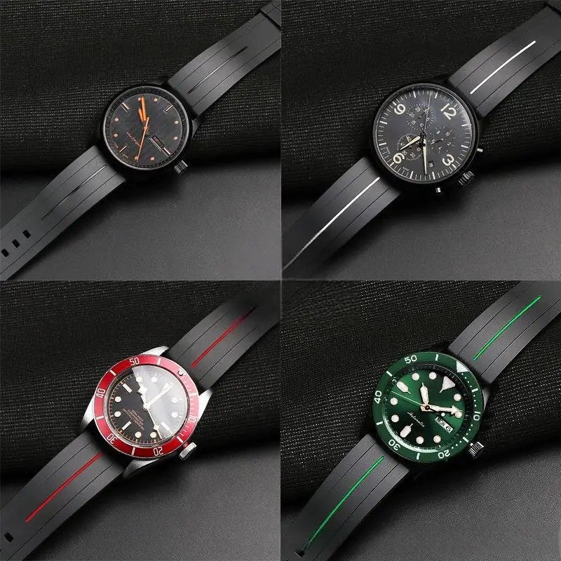 Bluejw 20mm Silicone Watch Band for Men - Waterproof Black Rubber Replacement Strap with Needle Buckle - Image 4