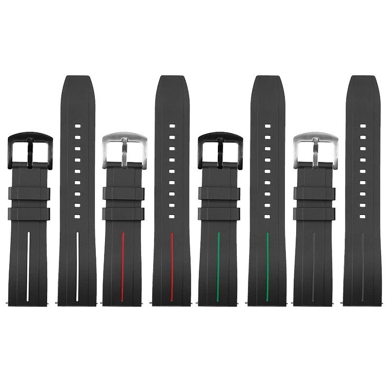 Bluejw 20mm Silicone Watch Band for Men - Waterproof Black Rubber Replacement Strap with Needle Buckle - Image 2