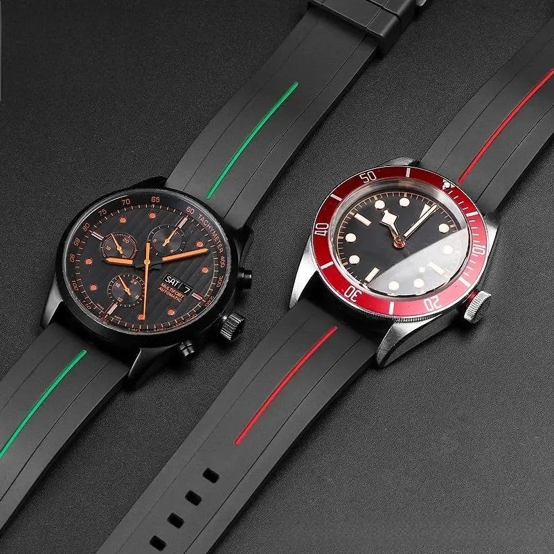 Bluejw 20mm Silicone Watch Band for Men - Waterproof Black Rubber Replacement Strap with Needle Buckle - Image 5