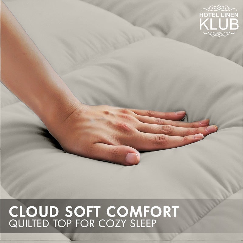 Hotel Linen Klub غطاء مرتبة – سميك جداً 9 سم/800 غم ميكروفايبر مع وسادة علوية، تصميم ملائم، 100 × 200 سم، حجر – وسادة فاخرة لتخفيف آلام الظهر، جيب عميق 25–30 سم مع مرونة شاملة، ناعم ودائم - Image 5
