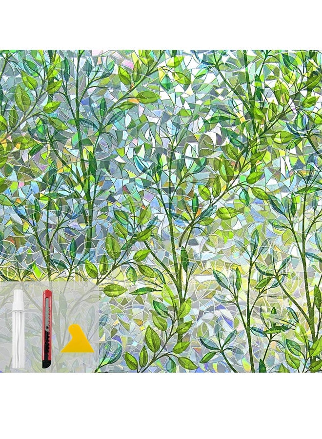 خصوصية النافذة غشاء صقع نافذة زجاجية غشاء نافذة قوس قزح غشاء ملتصق نافذة غير لاصقة قابلة لإعادة الاستخدام زخرف للغرفة (ورقة قوس قزح, 17.5 X 78.7 بوصة) - Image 1