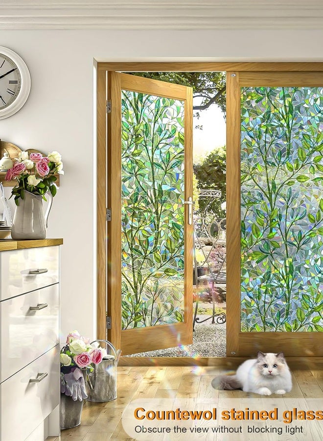 خصوصية النافذة غشاء صقع نافذة زجاجية غشاء نافذة قوس قزح غشاء ملتصق نافذة غير لاصقة قابلة لإعادة الاستخدام زخرف للغرفة (ورقة قوس قزح, 17.5 X 78.7 بوصة) - Image 2