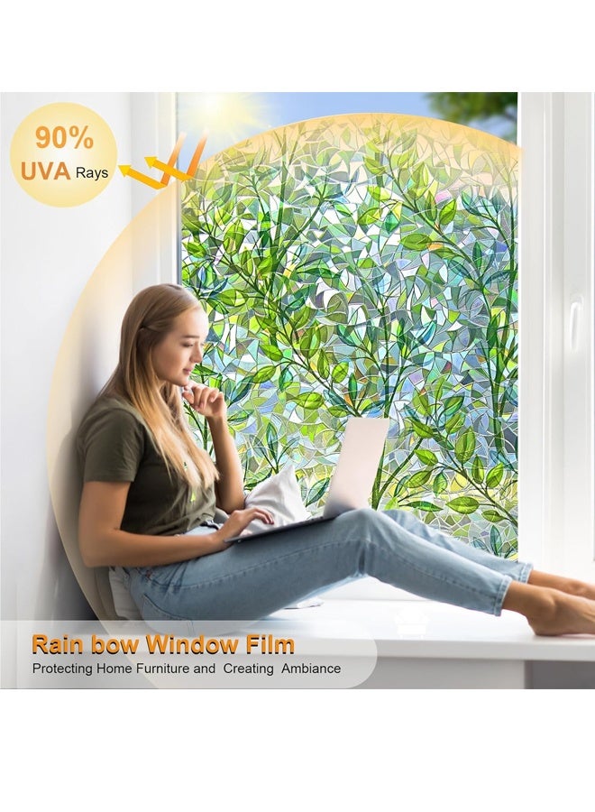 خصوصية النافذة غشاء صقع نافذة زجاجية غشاء نافذة قوس قزح غشاء ملتصق نافذة غير لاصقة قابلة لإعادة الاستخدام زخرف للغرفة (ورقة قوس قزح, 17.5 X 78.7 بوصة) - Image 4