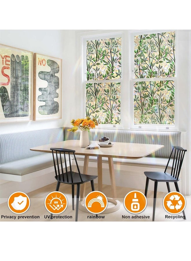 خصوصية النافذة غشاء صقع نافذة زجاجية غشاء نافذة قوس قزح غشاء ملتصق نافذة غير لاصقة قابلة لإعادة الاستخدام زخرف للغرفة (ورقة قوس قزح, 17.5 X 78.7 بوصة) - Image 5