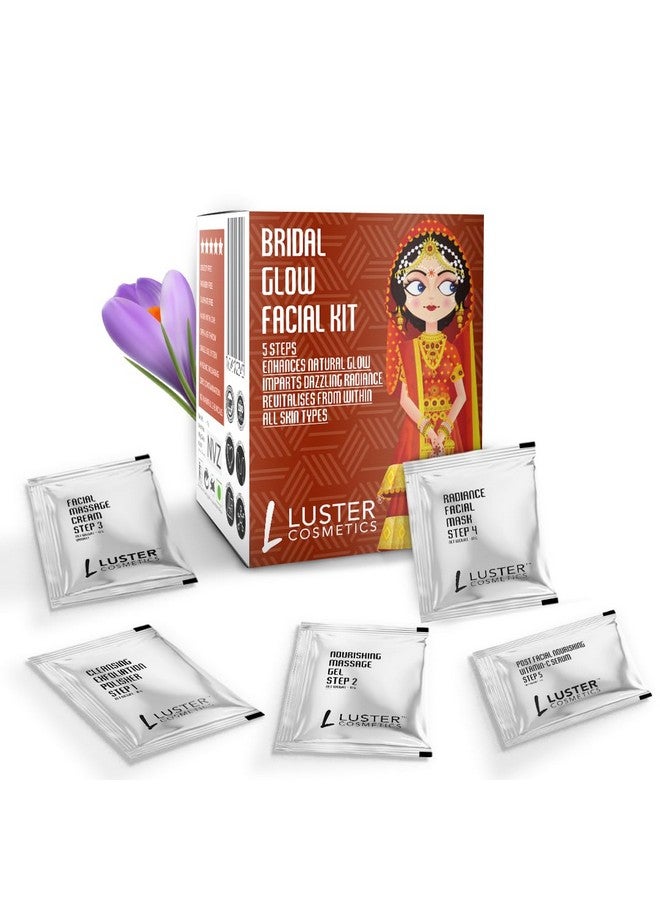 LUSTER Cosmetics Bridal Glow Facial Kit | Enriched With Blueberry & Aloevera Extracts | 5 Step Facial Kit | Single Use Mini Facial Kit | Paraben Free - 45G - Image 1