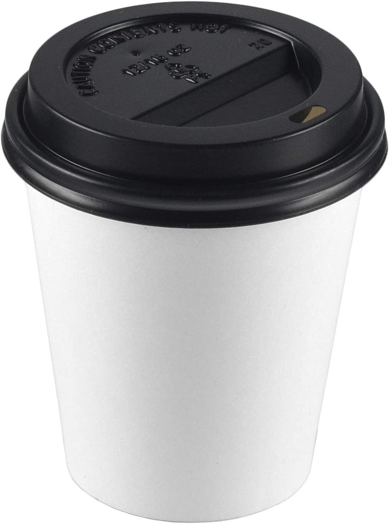 NYHI 200 Pack 10 oz White Paper Disposable Coffee Cups with Black Lids Hot Cold Beverage Drinking Cup for Water Juice Espresso Tea Ideal for Water Coolers Party - Image 3