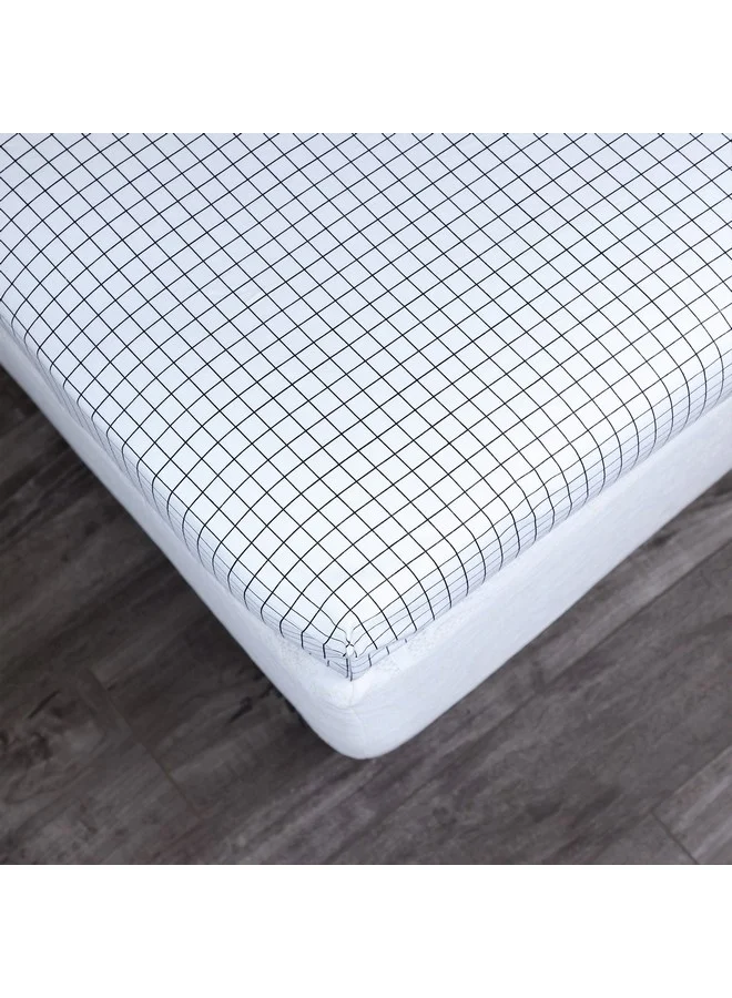 Home Box Malta Striped Printed Cotton Single Fitted Sheet 200 x 33 x 90 cm