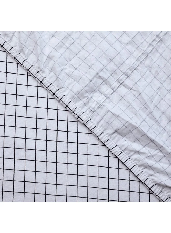 Home Box Malta Striped Printed Cotton Single Fitted Sheet 200 x 33 x 90 cm