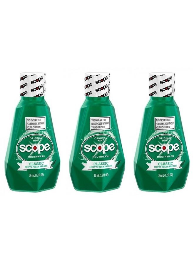 Scope Mouthwash Classic Original Mint 1.2 Oz Travel Size Pack of 3) - Image 1