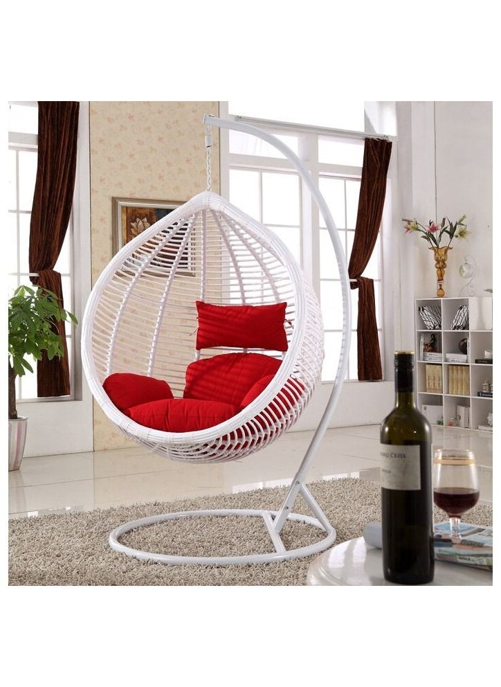 KARNAK Hanging Swing Chair with Cushion & Metal Steel Base Patio Wicker Rattan Chair Random Cushion KHC  - Image 1