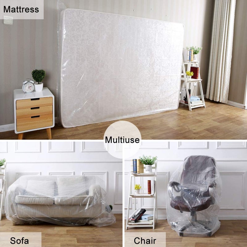 Lauliven Lauliven 2-Pack Mattress Bag for Moving - Queen/Full Size Mattress Storage Bag - 4 Mil Extra Thick Heavy Duty Mattress Protection Cover - 76 x 96 Inch  - Image 5