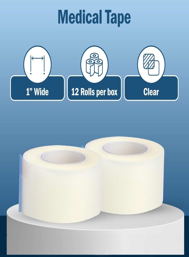 TenderGentle Medical Tape for Wound Care - 12 Rolls of 1" of Transparent Surgical Tape - 10 Yards Long - Secures Wound Dressings, IV Tubes, and Catheters - Latex Free - Image 2
