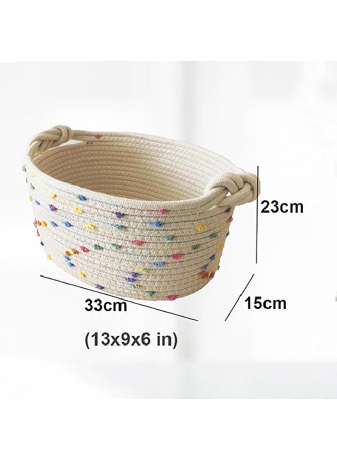 Color Dot Storage Basket Woven Desktop Snacks Toys Storage Basket Sundry Underwear Storage Keys Organizer Storage Boxes  - Image 1