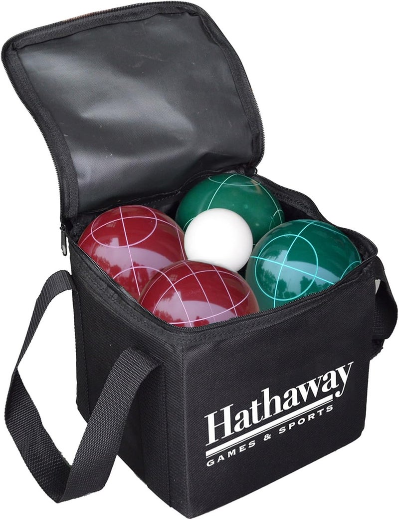 HATHAWAY Bocce Ball Set - Includes 8 3.5" Resin Bocce Balls, a 1.5" Pallino Ball, Official Rule Book, & Nylon Carrying Bag - Basic Bocce Ball Game Set for Beach Outings, Backyards, & More - Image 4