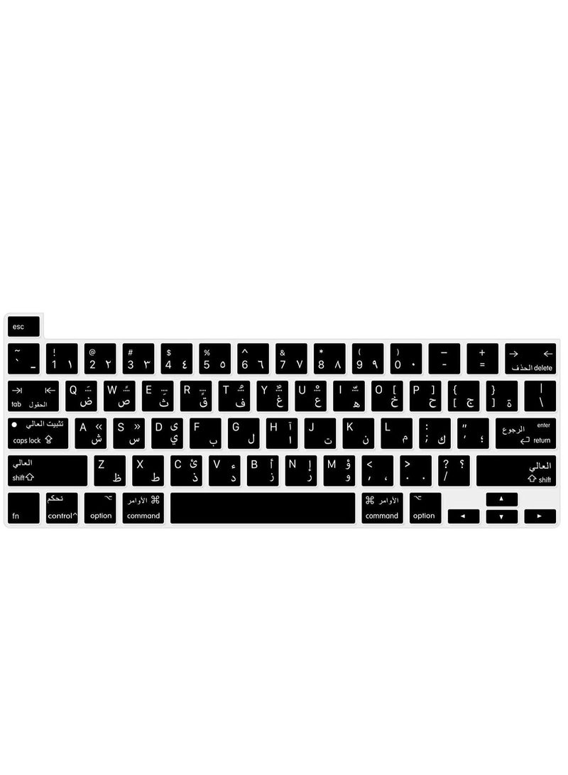 Arabic English Black Silicone Keyboard Cover Skin for 2019 New MacBook Pro 16 Inch A2141 2020 New MacBook Pro 13.3 Inch A2338 M1 A2251 A2289 with Touch Bar & Touch ID US Version - Image 3