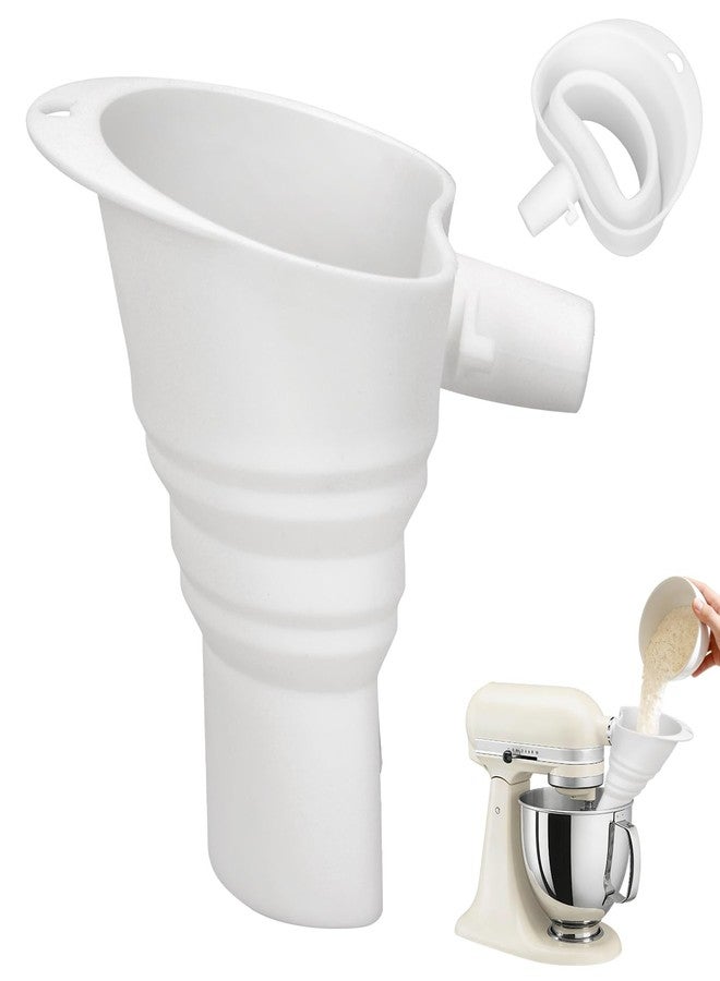 GreeSuit Flour Funnel for KitchenAid Mixer 4.5-7QT: Compatible with KitchenAid Classic Series 4.5-7Quart Tilt-Head Stand Mixer,Upgrade Foldable Silicone Easy Pour Baking Accessory, Dishwasher Safe (White) - Image 2