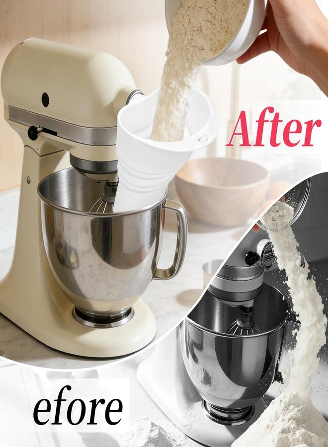 GreeSuit Flour Funnel for KitchenAid Mixer 4.5-7QT: Compatible with KitchenAid Classic Series 4.5-7Quart Tilt-Head Stand Mixer,Upgrade Foldable Silicone Easy Pour Baking Accessory, Dishwasher Safe (White) - Image 5