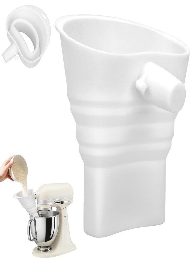 GreeSuit Flour Funnel for KitchenAid Mixer 4.5-7QT: Compatible with KitchenAid Classic Series 4.5-7Quart Tilt-Head Stand Mixer,Upgrade Foldable Silicone Easy Pour Baking Accessory, Dishwasher Safe (White) - Image 1
