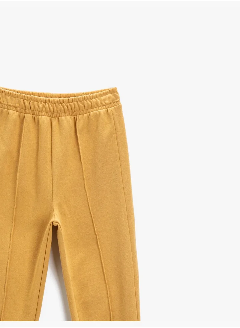 KOTON Cotton Elastic Waist Stitch Sweatpants