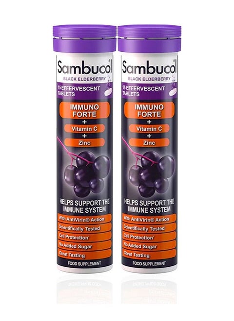 Vitamin C Tablets Effervescent Immuno Forte and Zinc 15'S Pack Of 2