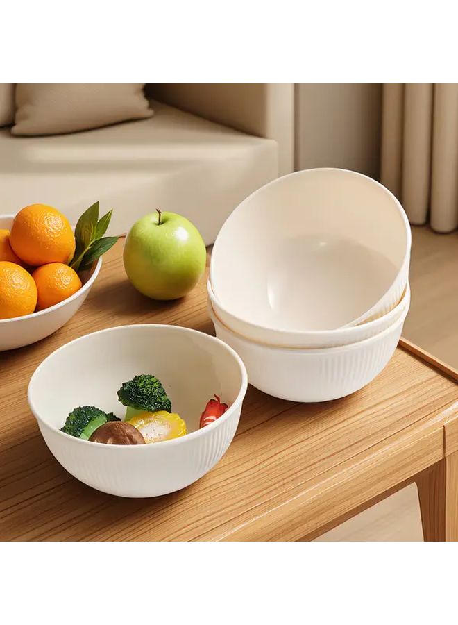 4 Pcs Thickened Striped Shaped Food Grade Bowls Orange Yellow Dark Green Dark Blue Colorful Durable Reusable Dishwasher Safe Microwave Round Set For Cereal Soup Noodles Fruits Salads College Dorm Outdoor Camping Family Gathering Kitchen Essential - Image 5