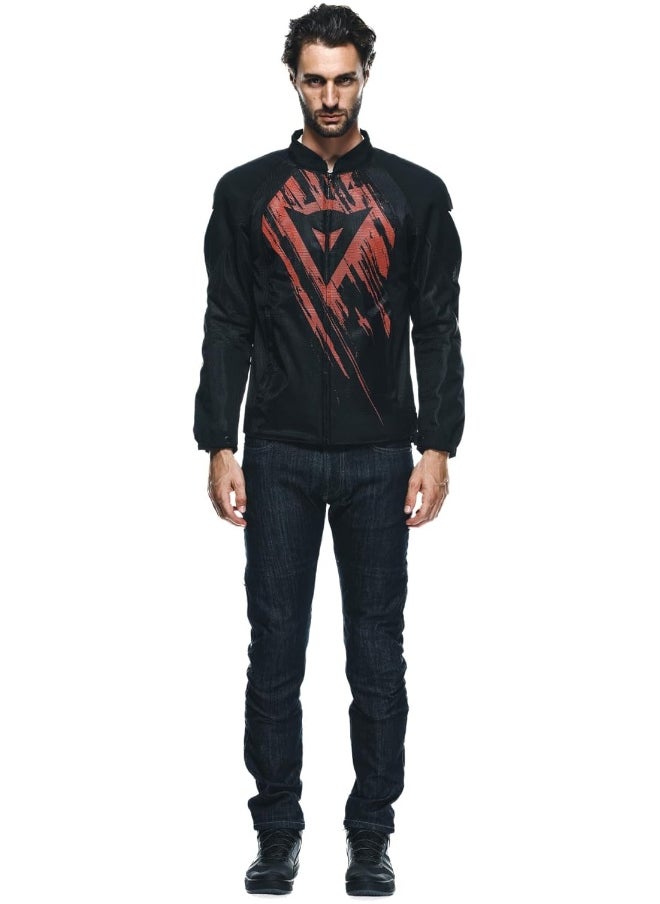Dainese - Air Graphics Tex Jacket, Summer Motorcycle Jacket, Ventilated And Lightweight, With Soft Protectors On Shoulders And Elbows, Men, Black/Red Tarmac, 54  - Image 1