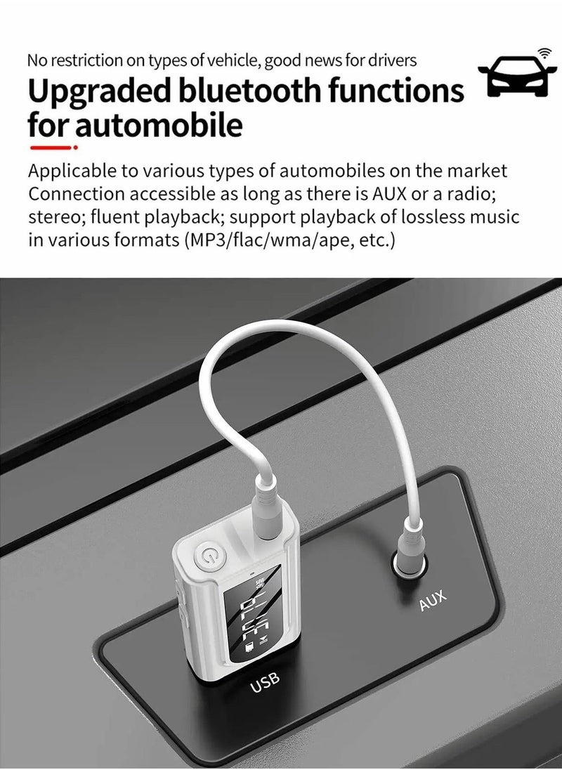 USB Bluetooth Transmitter Receiver with Screen, 3-in-1 Bluetooth 5.0 Adapter Support TF Card  FM Transmit,3.5mm Bluetooth - Image 3