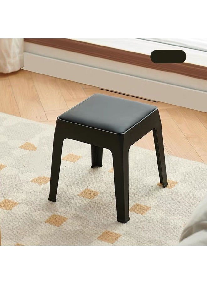 DANUBE HOME Amman Stool Light Weight Single Backless Chair PP+PU Cushion Material Modern Design 1 Seater Chair For Living Room Dining Room Indoor Furniture L25xW25xH30cm -Black 