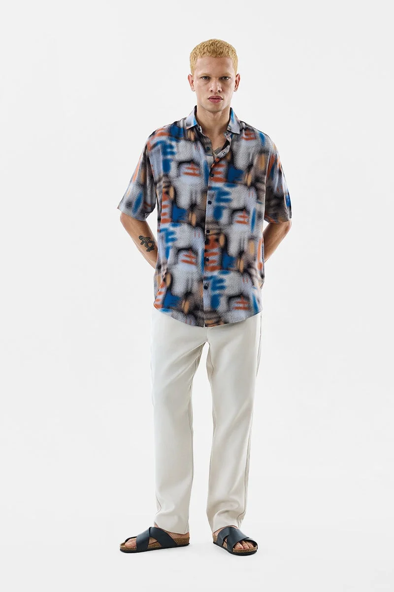 سنيتش قميص فيسكوز مطبوع بقصة عادية