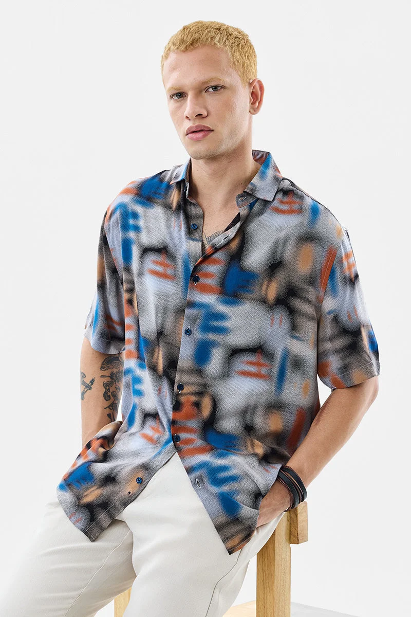 سنيتش قميص فيسكوز مطبوع بقصة عادية