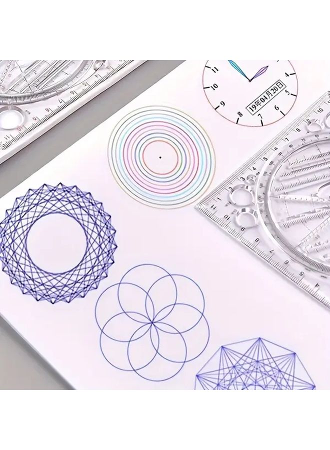 Multi Functional Rotating Drawing Template Geometric Ruler Measurement Tool 1pc - Image 4