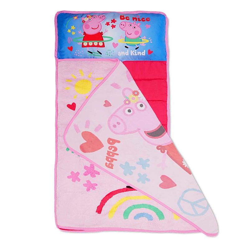 Peppa Pig NoJo Peppa Pig I'm so Happy Toddler Nap Mat - Includes Attached Pillow and Fleece Blanket - Image 3