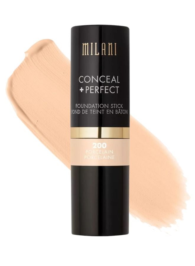Milani Conceal + Perfect Foundation Stick - 200 Porcelain (0.46 Ounce) Vegan, Cruelty-Free Cream Foundation - Cover Under-Eye Circles, Blemishes & Skin Discoloration for a Flawless Finish - Image 1