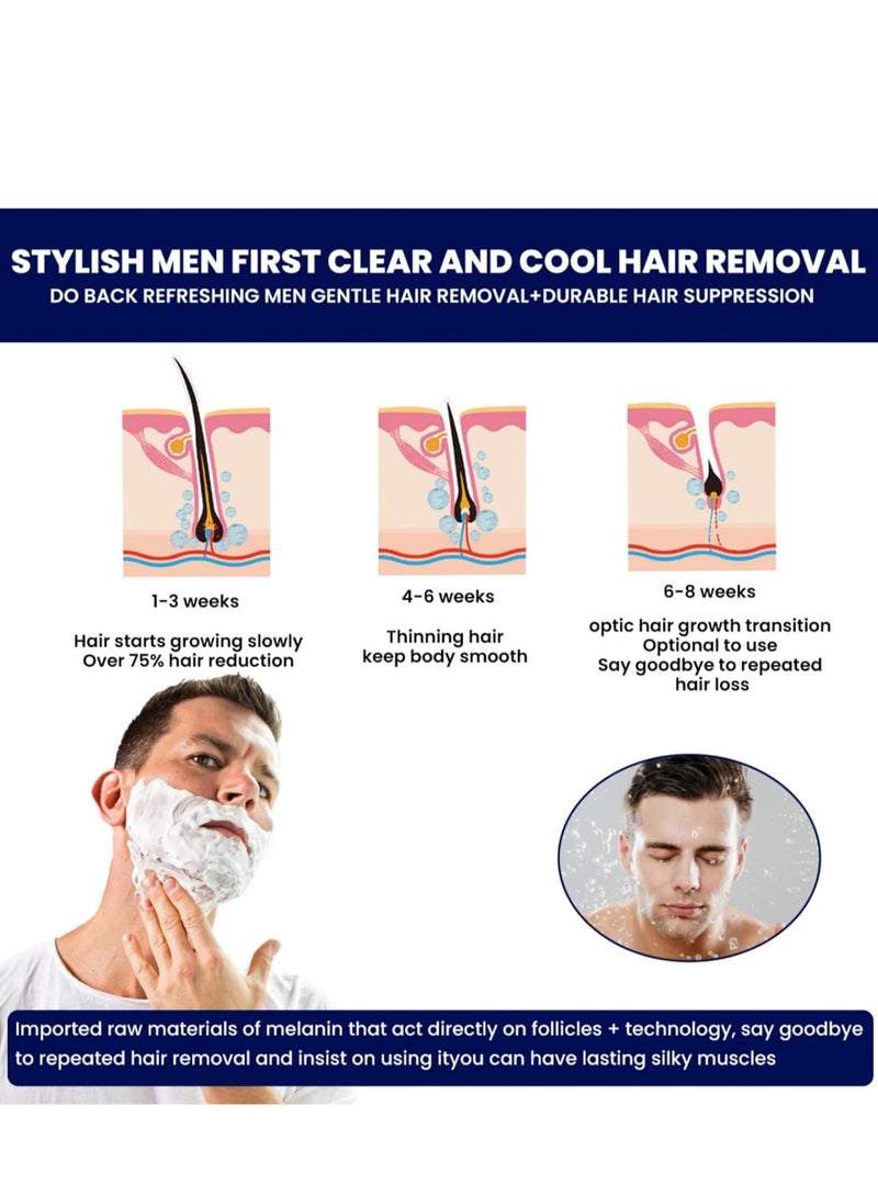 روزينو 60 جرام كريم لإزالة الشعر الحميم للرجال - مزيل شعر دائم لللحية والوجه للصدر والساقين وتحت الإبطين - غير مؤلم وخالي من العيوب - Image 4