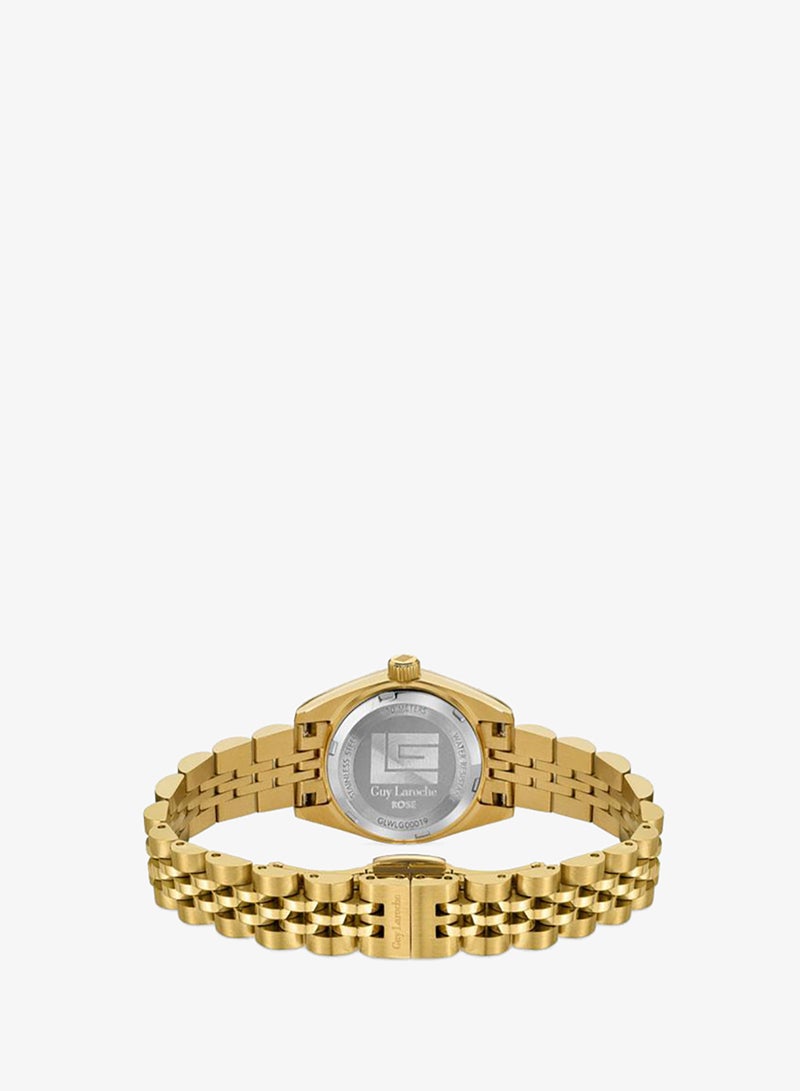 Guy Laroche Rose Brown Mother of Pearl Dial Gold Metal Bracelet Analog Watch for Women 26mm - Image 3
