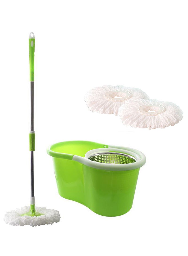 DubaiGallery 360° Steeliness Steel Rotating Mop With Bucket Dual Mop Heads Use Squeeze Rotating Mop To Quickly Dispensing Rag Floor Mop And Washing Green Floor Mop - Image 1