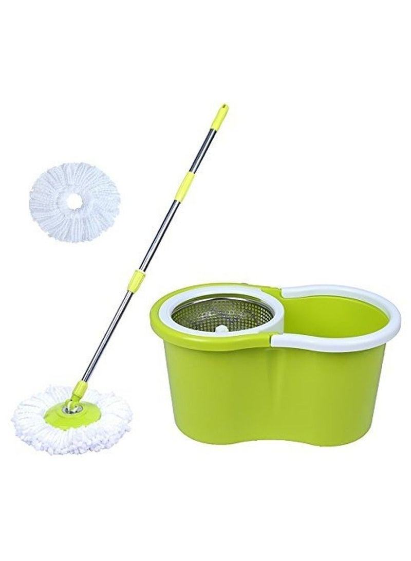 DubaiGallery 360° Steeliness Steel Rotating Mop With Bucket Dual Mop Heads Use Squeeze Rotating Mop To Quickly Dispensing Rag Floor Mop And Washing Green Floor Mop - Image 4