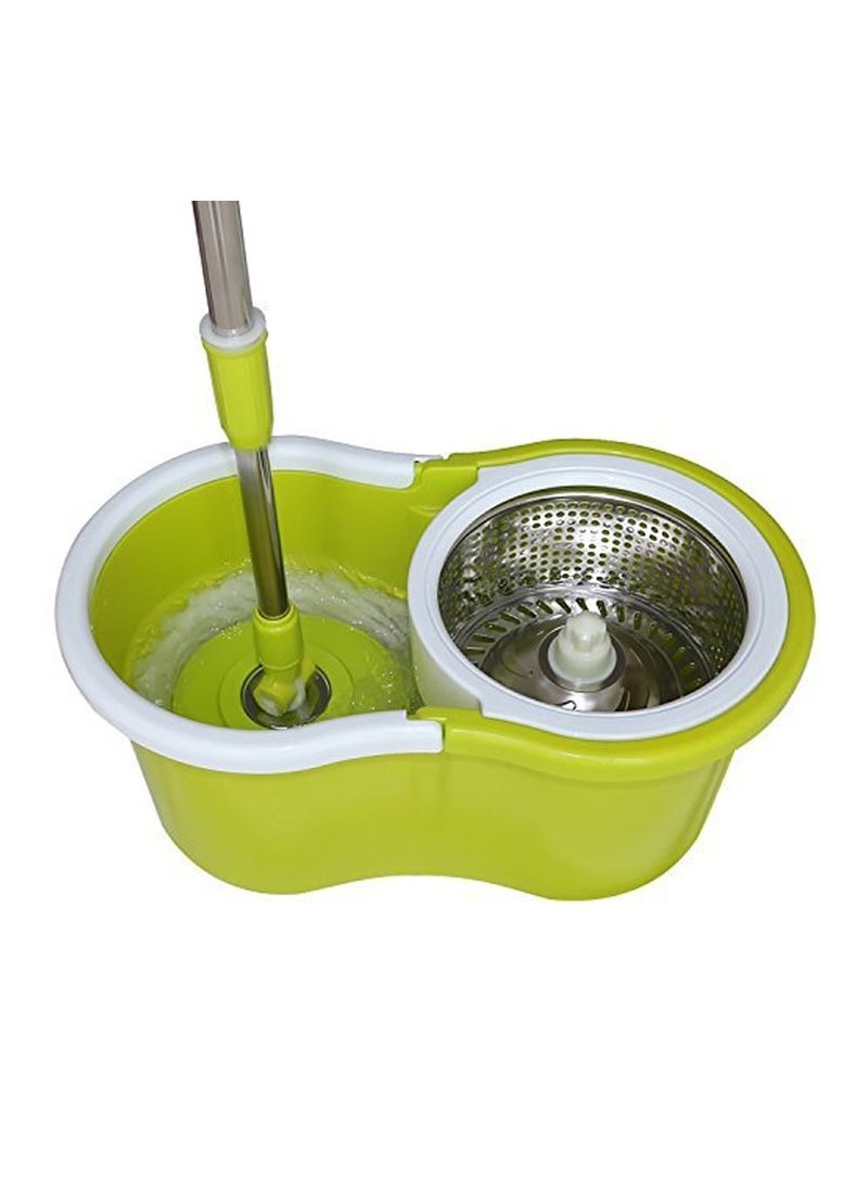 DubaiGallery 360° Steeliness Steel Rotating Mop With Bucket Dual Mop Heads Use Squeeze Rotating Mop To Quickly Dispensing Rag Floor Mop And Washing Green Floor Mop - Image 3
