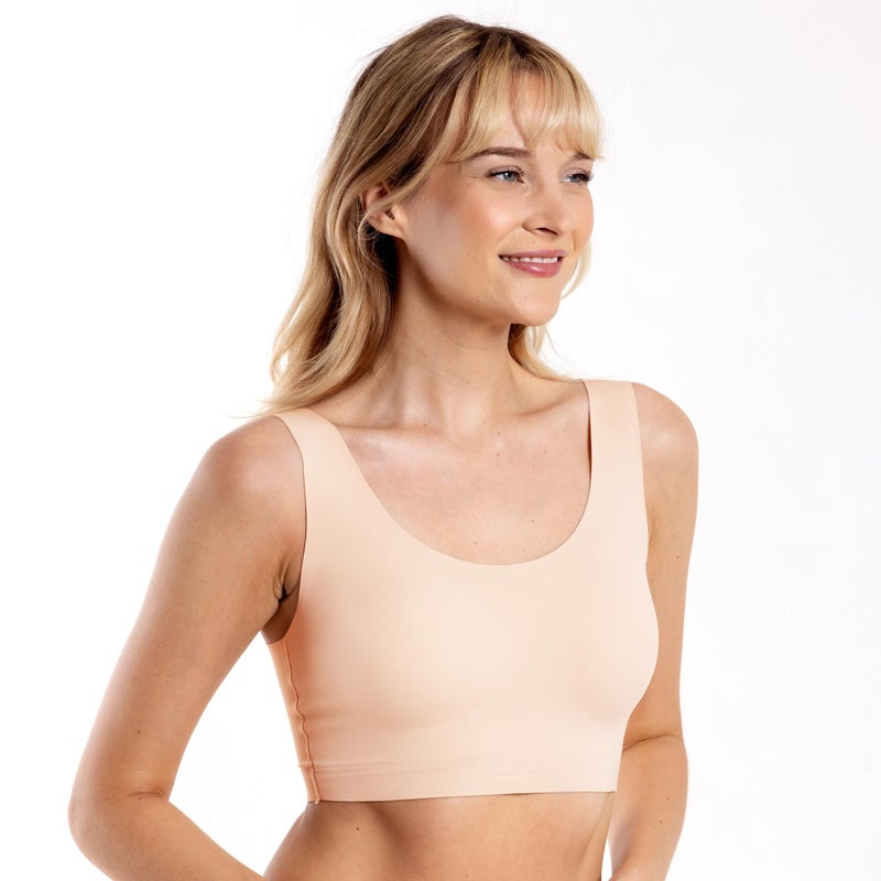 Floatley to The T-Shirt Scoop Neck Bra for Women, Silky Comfort Wirefree Seamless Grip Band Pullover Bra with Removable Pads - Image 2