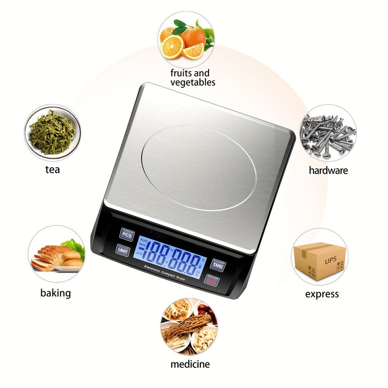 ميزان بريدي إلكتروني من الفولاذ المقاوم للصدأ أسود اللون بسعة 30 كجم لشحن الطرود - Image 2