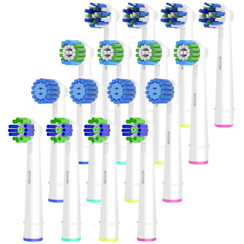 Betterchoi 16pcs Replacement Brush Heads Compatible with Oral B Electric Toothbrushes Pack of 4 Precision Clean4 Cross Clean4 3D Whitening Clean and 4 Sensitive Clean
