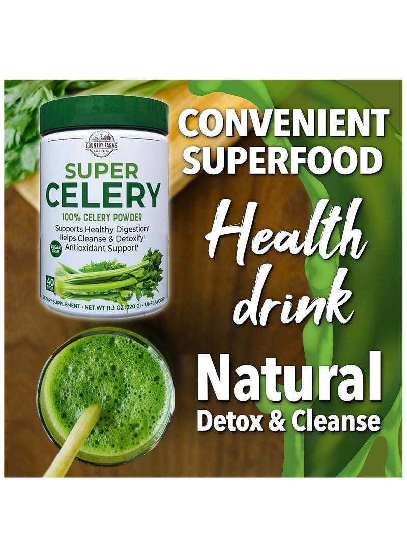 COUNTRY FARMS - 100% Celery Powder Supports Healthy Digestion Helps Cleanse And Detoxify 40 Servings 11.3 Ounce Pack Of 1 - Image 1